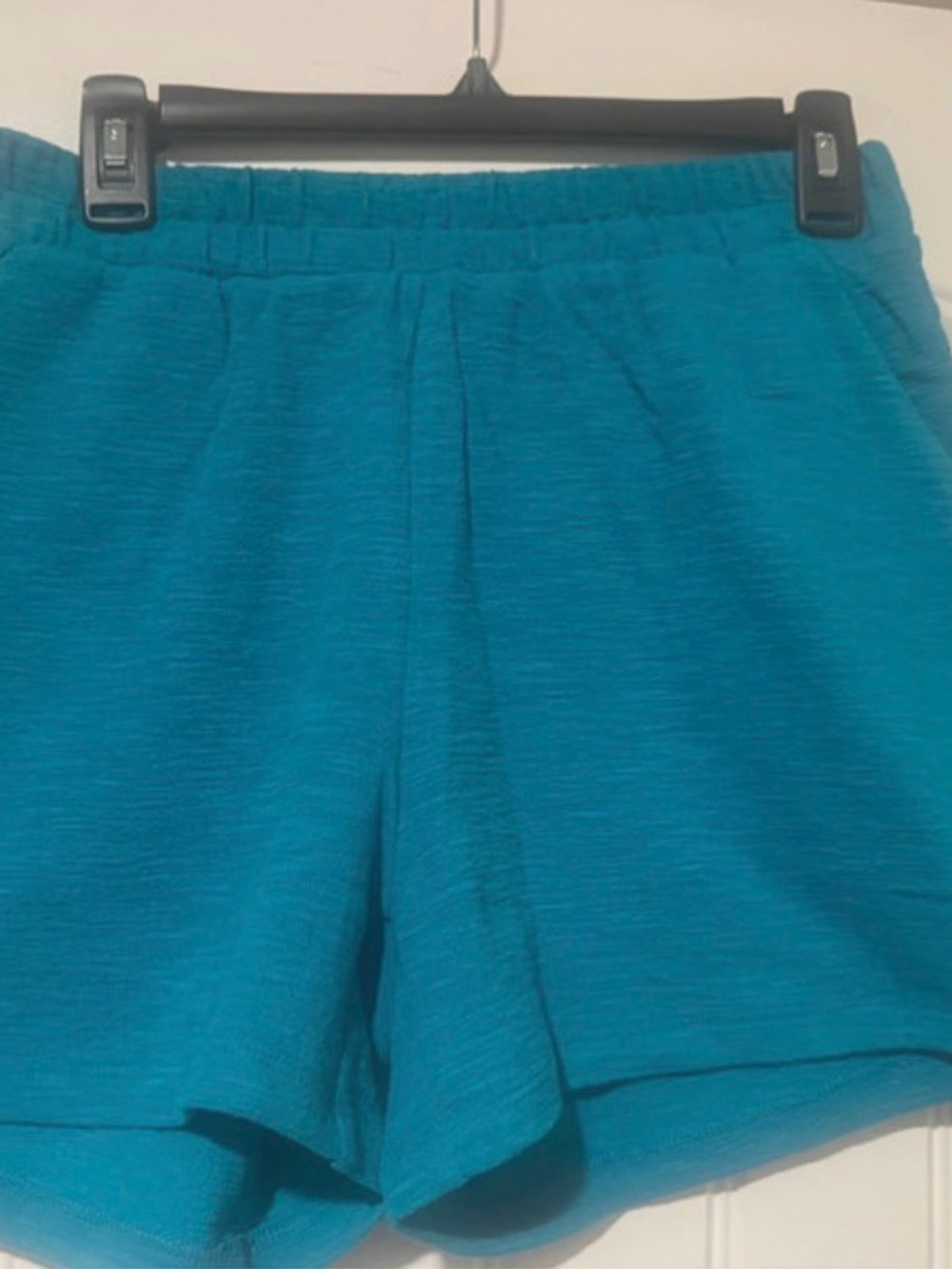 Women's Teal Slub Knit Shorts